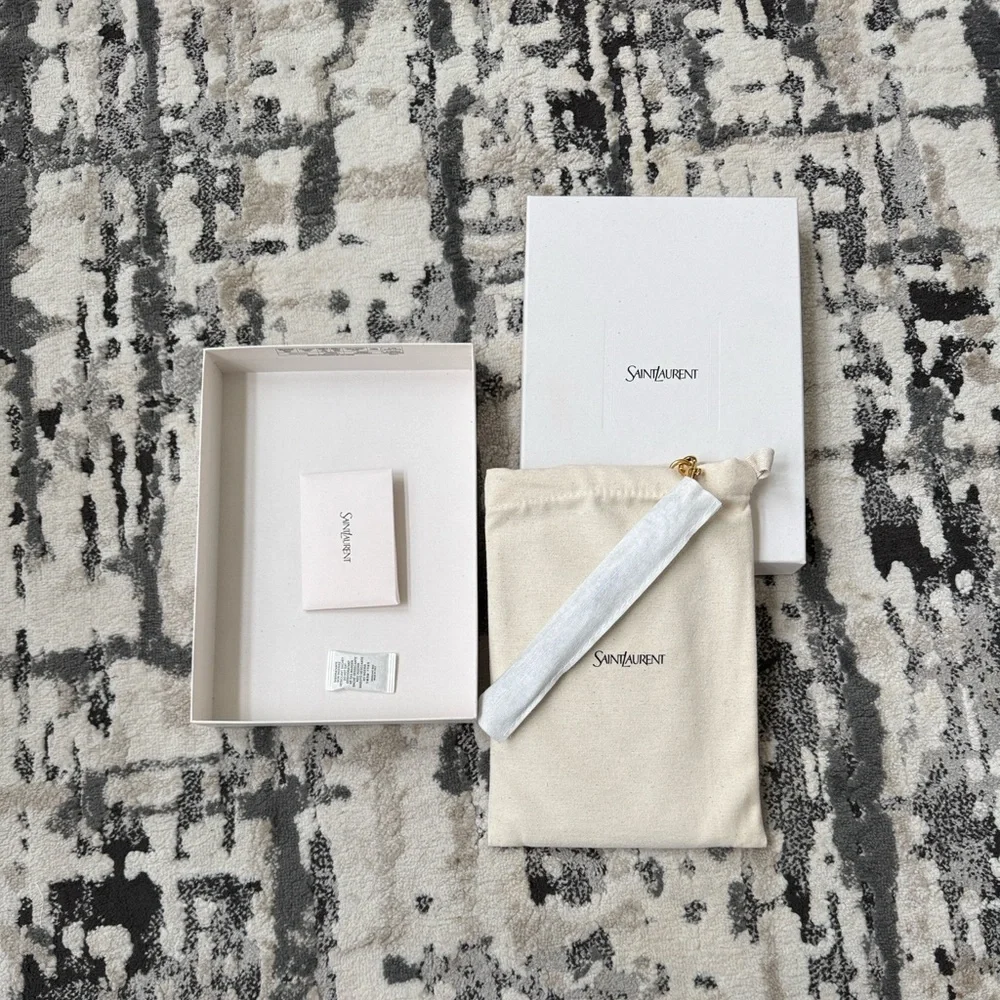 Saint Laurent Black Clutch with Gold Logo - Picture 3 of 6